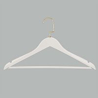 Плечики деревянные с плоским крючком, белый/золото C30N/1-T150W(бел/зол)