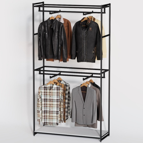 Стеллаж для магазина с белой полкой A22120-03(ч/б)