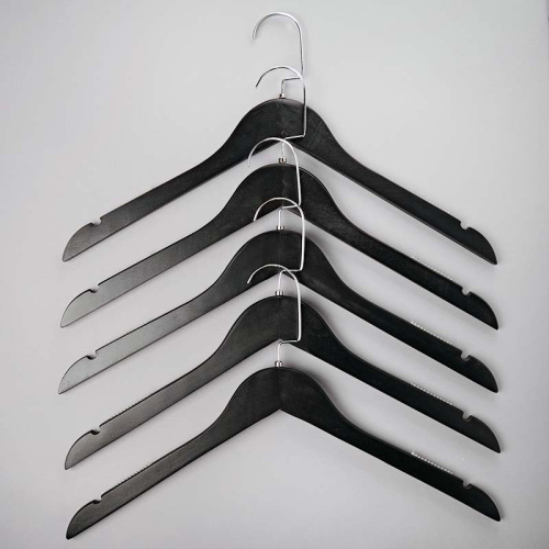 Вешалка-плечики для одежды деревянная C31/1-К(черн/хром) фото 5