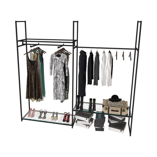 Стеллаж для магазина со стеклянной полкой KC2201(черн)