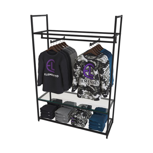 Стеллаж для магазина с полкой из стекла AС17120-08(черн)