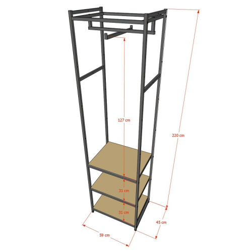 Стеллаж для магазина с белой полкой A2260-10(ч/б)