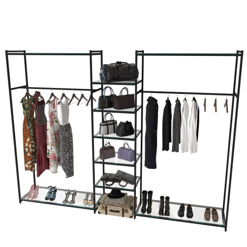 Стеллаж для магазина со стеклянной полкой KC2213(черн)