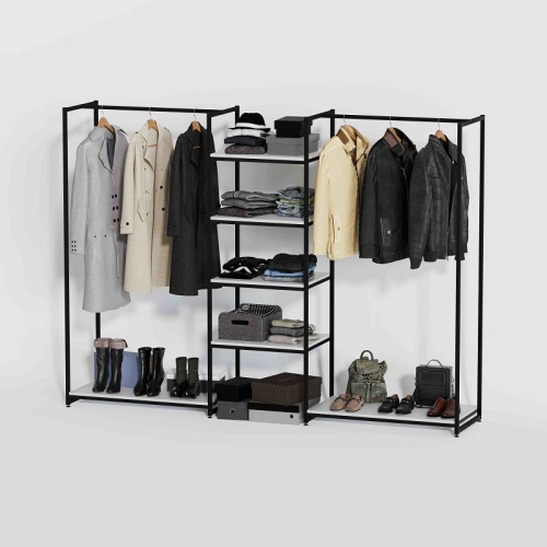 Стеллаж для магазина с белой полкой K1703(ч/б)