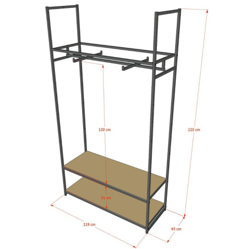 Стеллаж для магазина с белой полкой A22120-06(ч/б) фото 3
