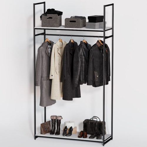 Стеллаж напольный с белой полкой ЛДСП A22120-02(ч/б)