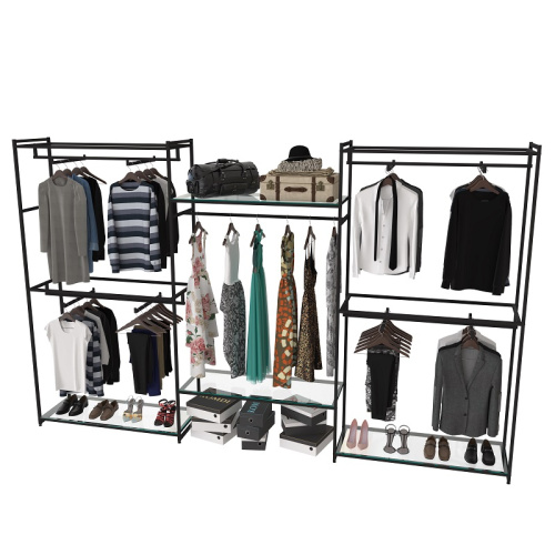 Стеллаж для магазина со стеклянной полкой KC2211(черн)