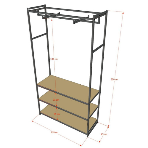 Стеллаж для магазина с белой полкой A22120-10(ч/б) фото 3