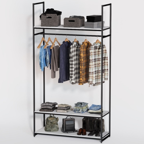 Стеллаж для магазина с белой полкой A22120-14(ч/б)