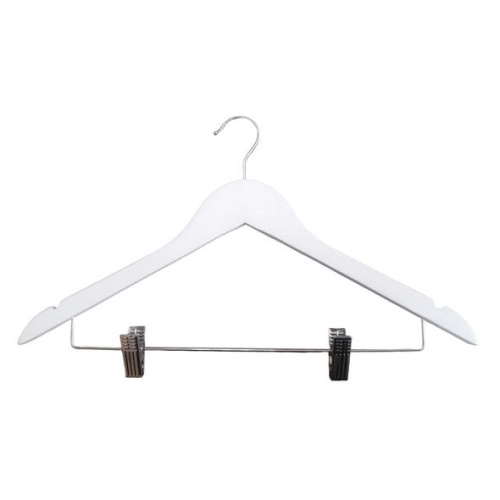 Плечики (вешалка) деревянные с зажимами для одежды 66NB(бел)