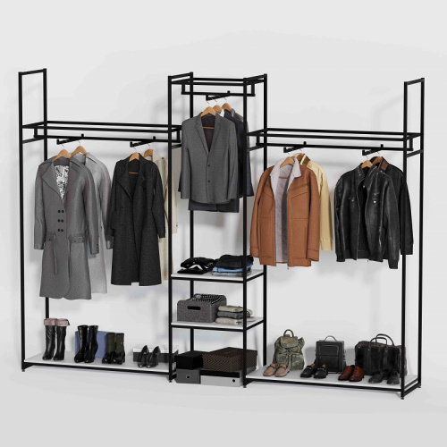 Стеллаж для магазина с белой полкой K2206(ч/б)