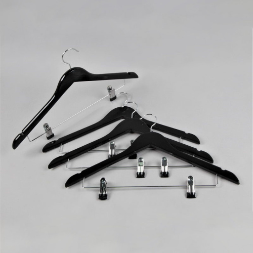 Вешалка деревянная с зажимами Длина: 440 мм Цвет: черный фото 4