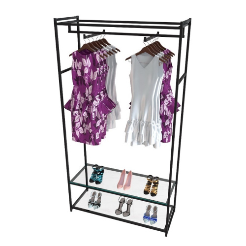 Стеллаж для магазина с полкой из стекла AС22120-08(черн)